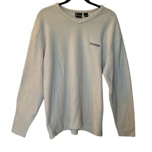 GUESS Men’s Cream Ribbed Crewneck Sweater with logo size XL relaxed fit